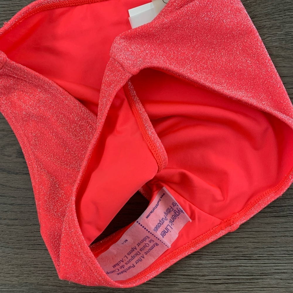 Good American Sparkle Low Rise Swim Briefs - Size 1 (US 2-4) - Fiery Coral - NWT - Picture 5 of 6
